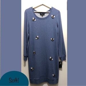 Beaded Bee Soft Blue Sweater Dress Small